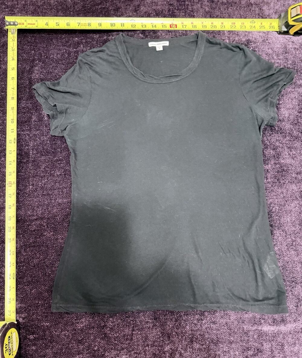 James Perse Women’s Black 100% Cotton Jersey Scoop Neck Short Sleeve Tee L